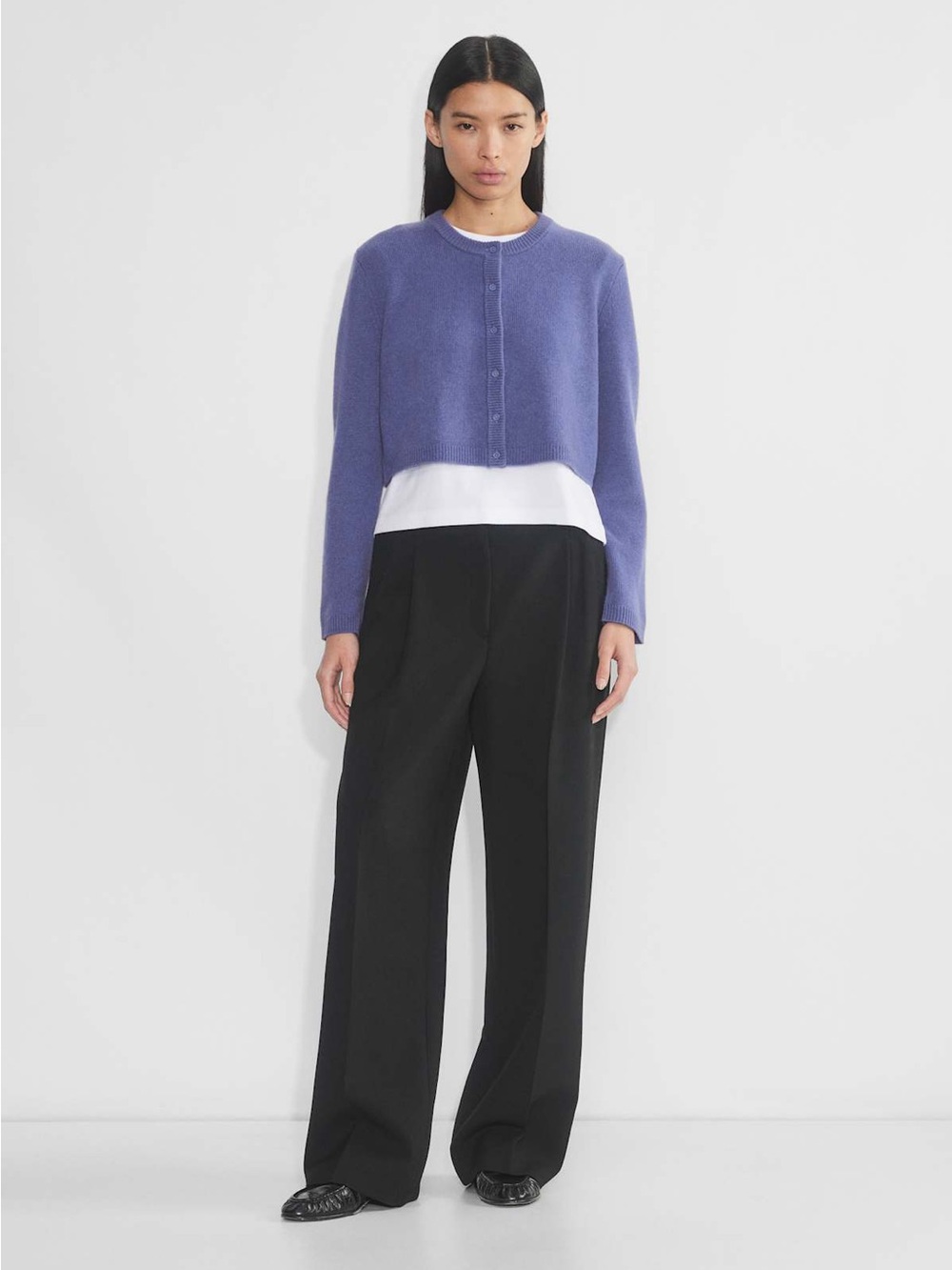 Wilfred Aritizia Cashmere Wool Blend Lilac Button Down Cardigan size Small